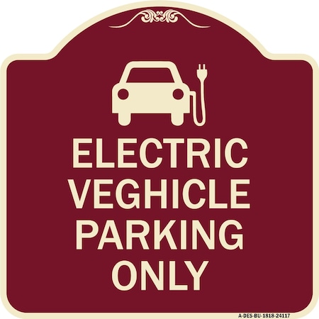 Signmission Electric Vehicle Parking W/ Graphic Heavy-Gauge Aluminum Sign, 18" x 18", BU-1818-24117 A-DES-BU-1818-24117